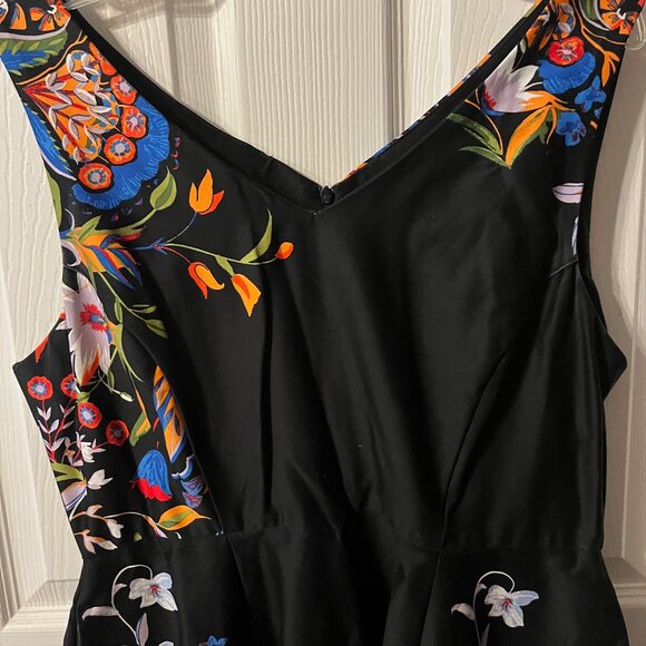 Black with flowers A-line dress - Picture 8 of 9